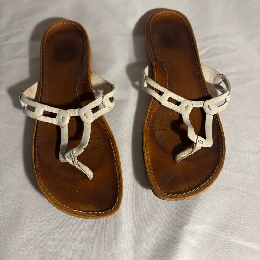 Timberland White and Brown Leather Sandals